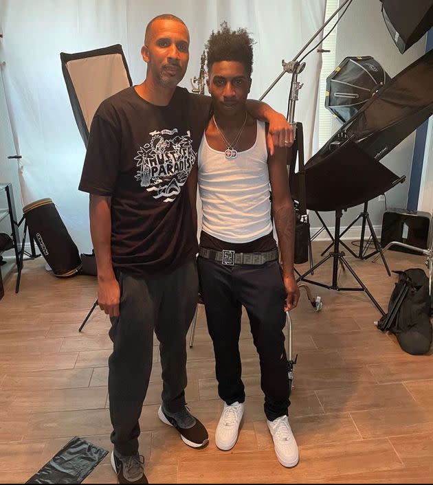 Mac Phipps with his son, McKinley “Taquan” Green, who raps under the name Bandana Kin. Green grew up in Baton Rouge, where Phipps was living when he was arrested. 