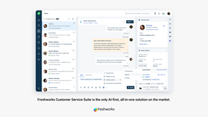 Freshworks' AI-powered Customer Service Suite brings together self-service bots, agent-led conversational messaging, and automated ticketing management in an all-in-one solution.