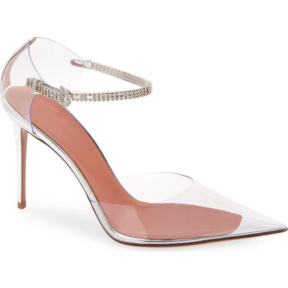 Ursina Crystal Strap Pointed Toe Clear Pump