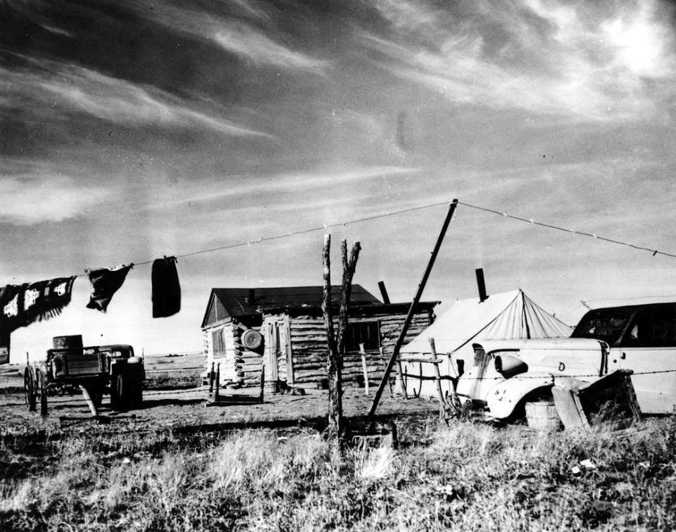 A home on the Sioux reservation in Pine Ridge, South Dakota, on Feb. 28, 1956