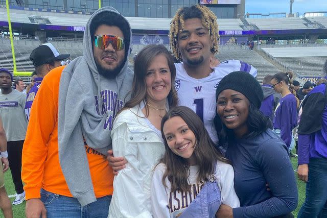 <p>Rome Odunze/Instagram</p> Rome Odunze and Alannah Davidson at a University of Washington football game.