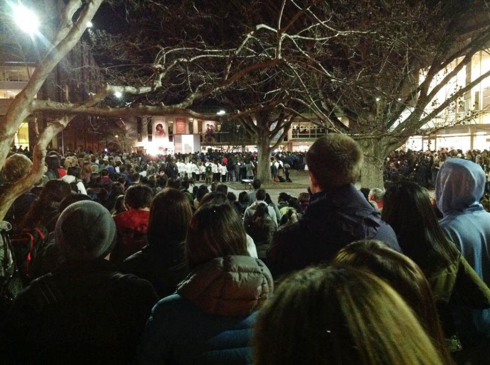 Thousands take part in a vigil at UNC on Wednesday Feb. 11, 2015. 