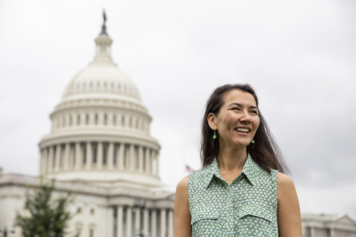 Rep.-elect Mary Peltola, D-Alaska, poses for a portrait at the U.S. Capitol in Washington on Monday, Sept. 12, 2022. (AP Photo/Amanda Andrade-Rhoades)