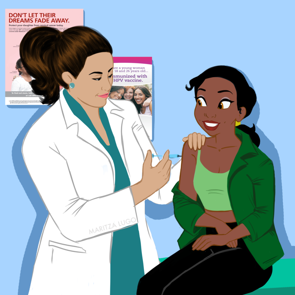 Tiana gets the HPV vaccination to reduce her risk of HPV and cervical cancer.