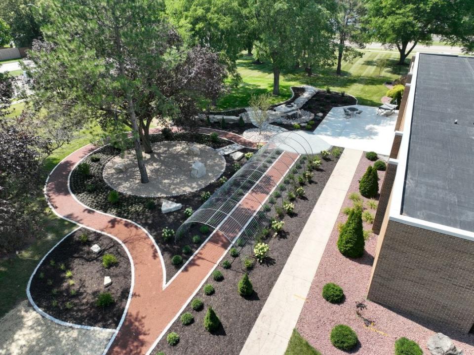 The SSM Health Treffert Studios includes a sensory garden with a waterfall and zen garden.