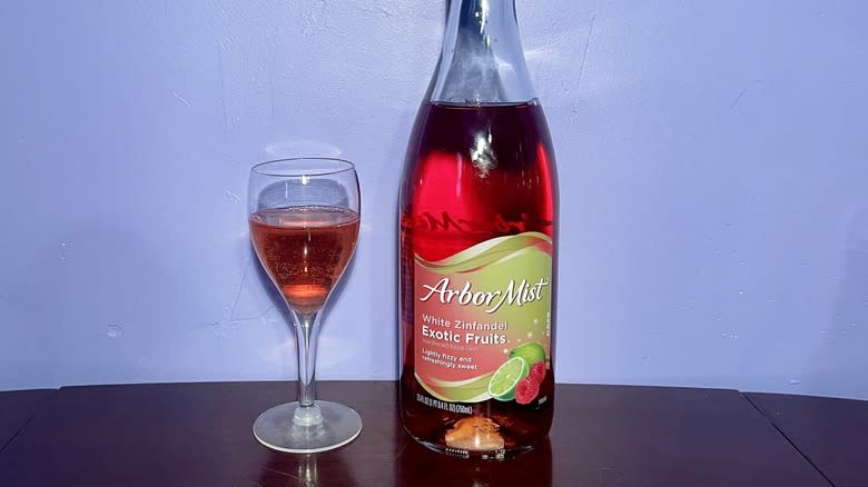 bottle of hot pink wine
