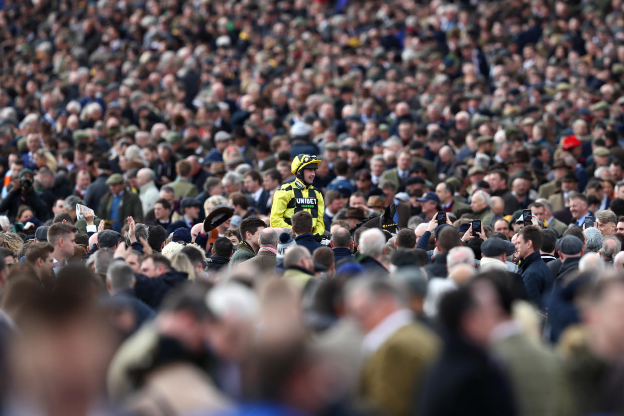 Some 60,000 people attended day one of Cheltenham Festival on 10 March: 13 days before the first coronavirus lockdown was imposed. (Michael Steele/Getty Images)