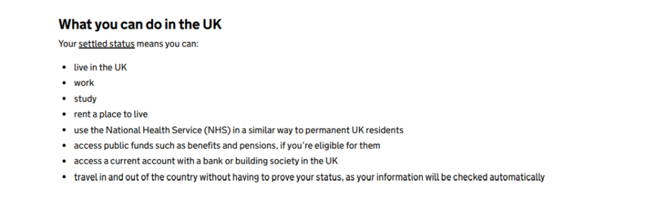 The print-out document people receive when they are granted EU settled status leads people to believe that they can travel with no additional documents (Supplied)