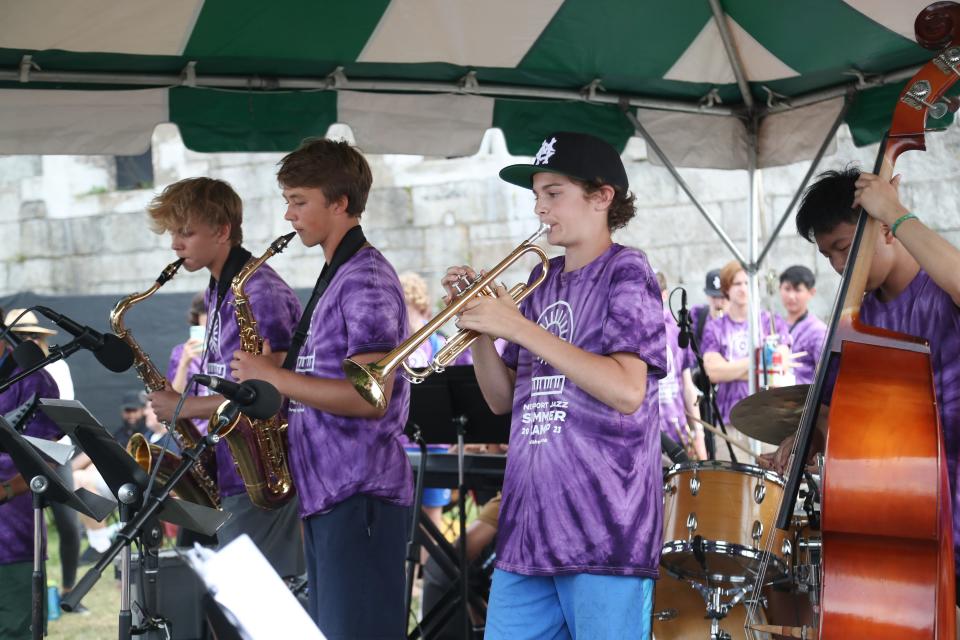 Members of the Newport Jazz Camp Ensemble perform at the 2023 Newport Jazz Festival on Saturday, Aug. 5.