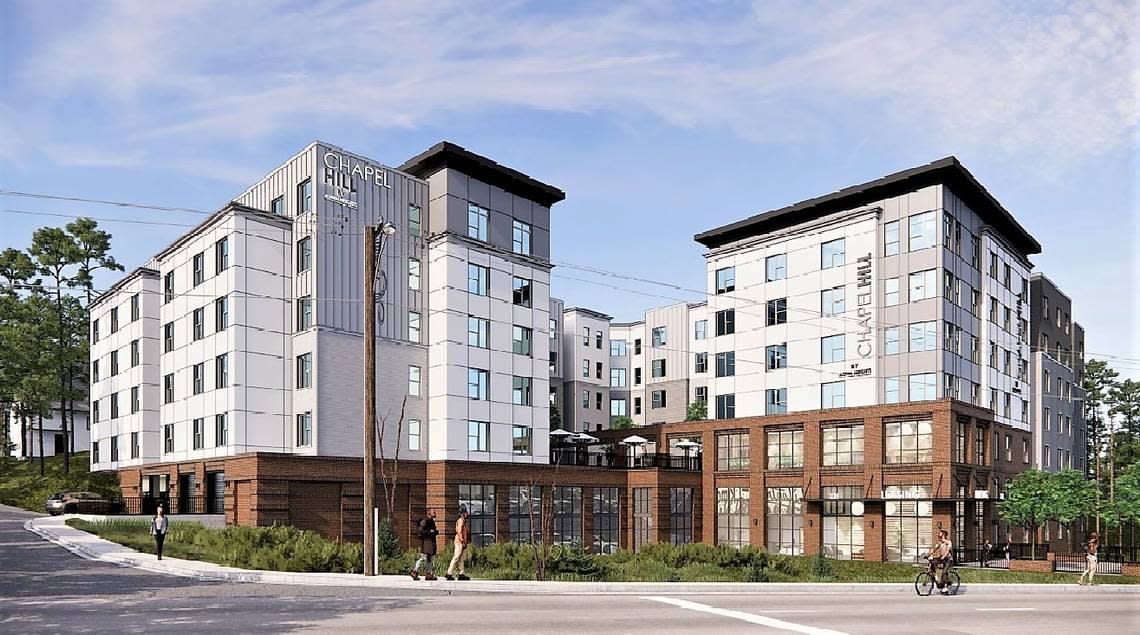 Aspen Chapel Hill, proposed for the corner of East Longview Street and MLK Jr. Boulevard in Chapel Hill, could add 112 student apartments. Council members questioned that need versus the need for more workforce housing at an October 2022 meeting.