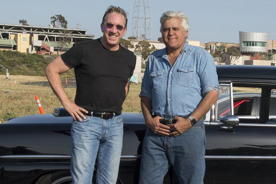 JAY LENO'S GARAGE -- "Wolf in Sheep's Clothing" Episode 206 -- Pictured: (l-r) Tim Allen, Jay Leno