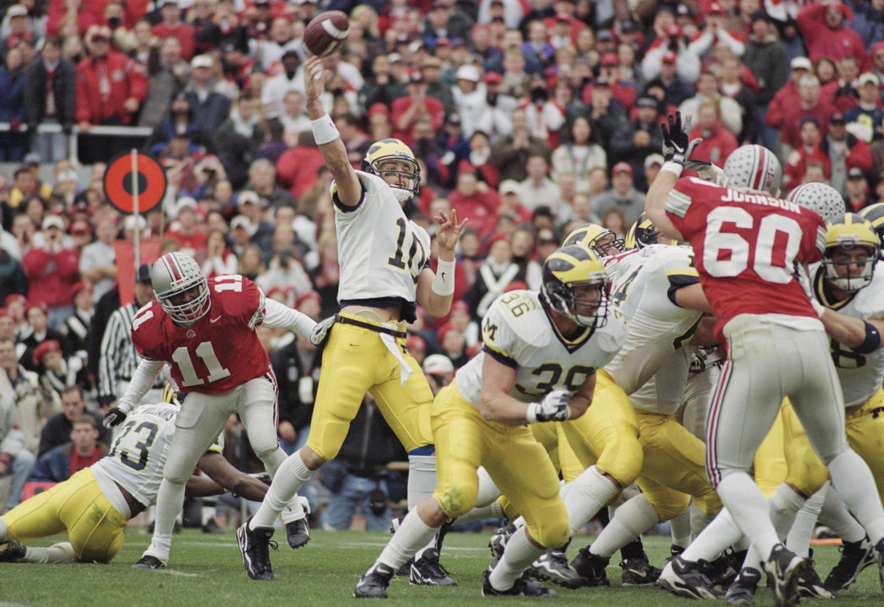 Tom Brady and Michigan beat Ohio State in this 1998 game, but the Buckeyes have dominated the series the past two decades. (Photo by Harry How/Getty Images)