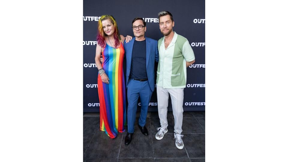 Executive producer Pauley Perrette, director Marc Saltarelli and singer Lance Bass attend the 2023 Outfest Studio One Forever Premiere 