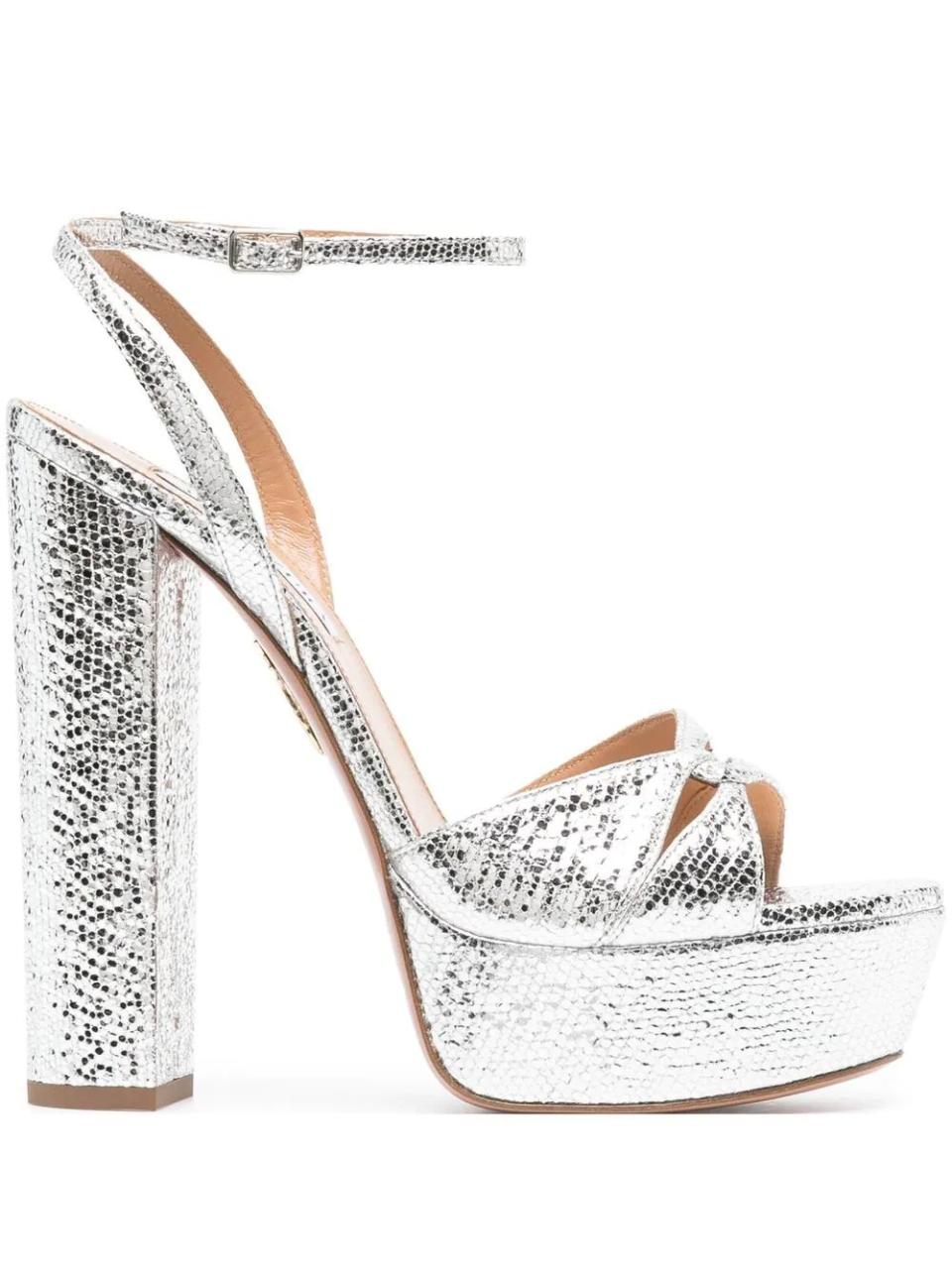 Aquazzura, metallic, platform, sandals.