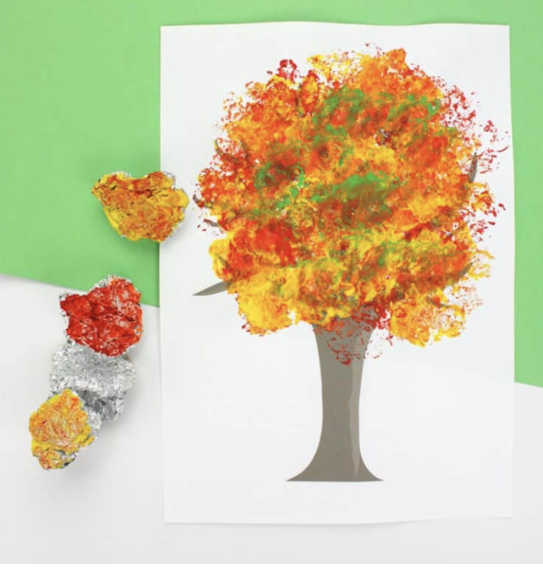 Tree Art With Foil Printed Leaves