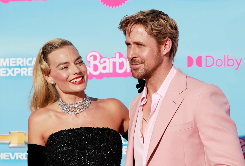 July 9, 2023 : Australian actress Margot Robbie and Canadian actor Ryan Gosling arrive for the world premiere of "Barbie" at the Shrine Auditorium in Los Angeles.