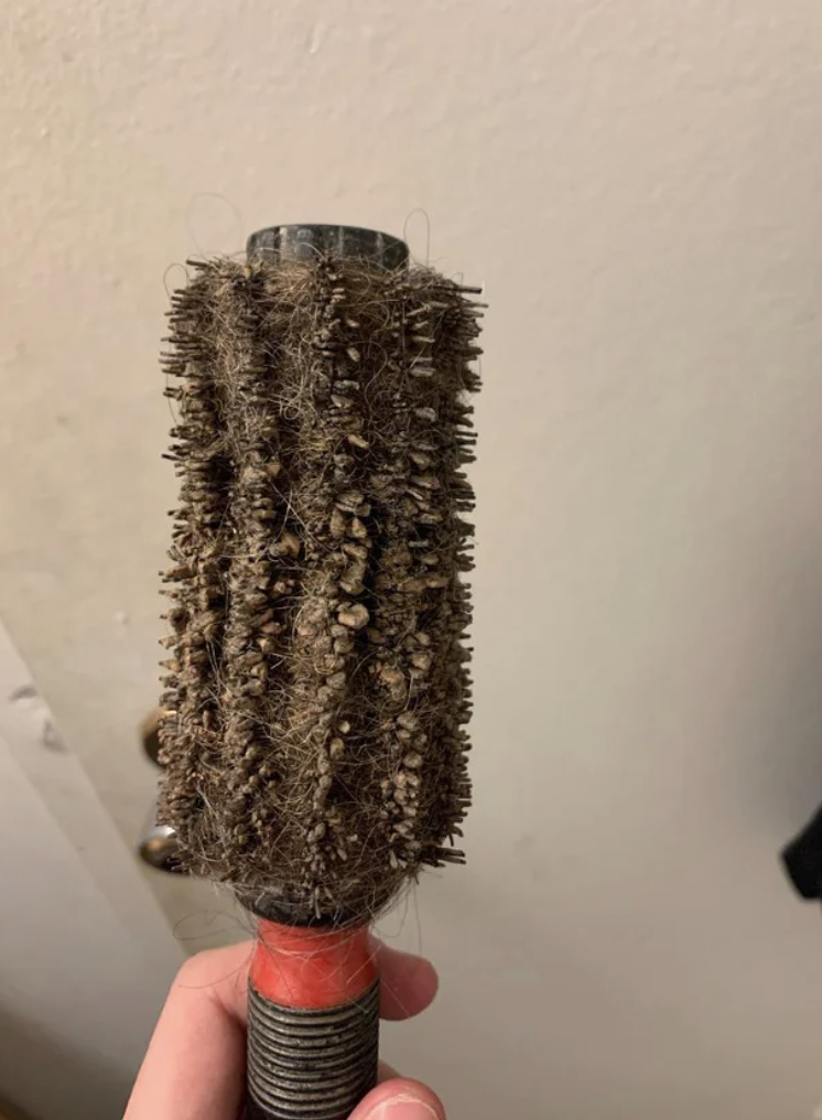 hair brush with crusty hair