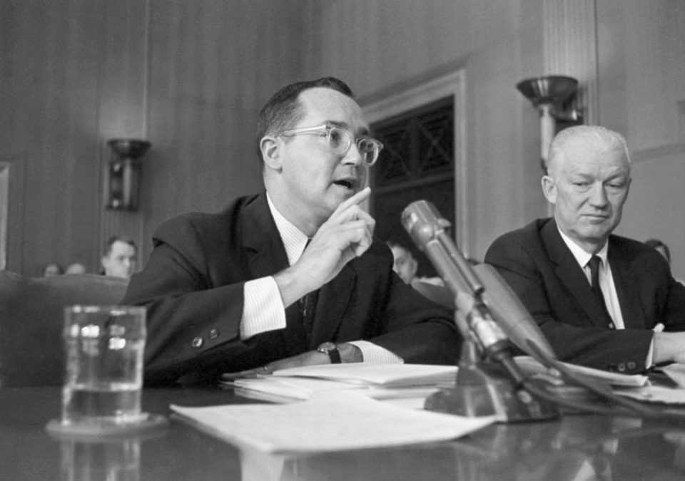 FCC chair Newton N. Minow decried the ‘vast wasteland’ of television programming in 1961. <a href="https://api.time.com/wp-content/uploads/2016/05/minow.jpeg" rel="nofollow noopener" target="_blank" data-ylk="slk:AP Photo;elm:context_link;itc:0;sec:content-canvas" class="link ">AP Photo</a>