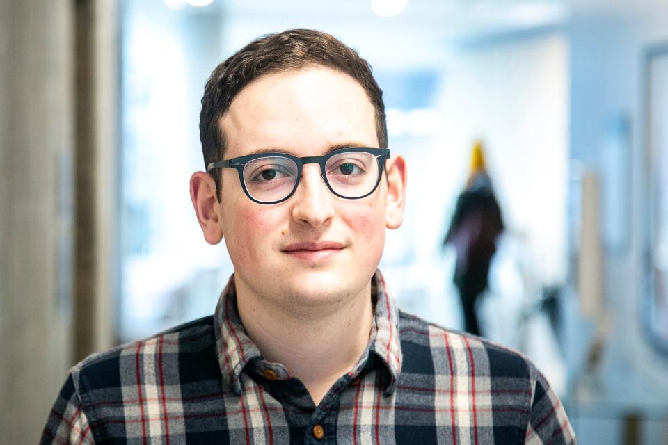 Adam Zabner, Iowa House District 90 candidate, poses for a photo, Wednesday, Jan. 12, 2022, in Iowa City, Iowa.