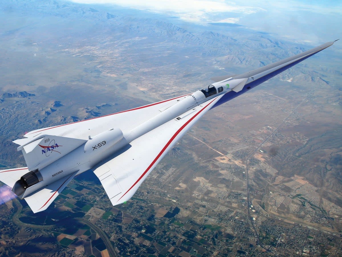 Nasa’s X-59 is central to the US space agency’s mission to bring back commercial supersonic travel (Lockheed Martin/ Nasa)