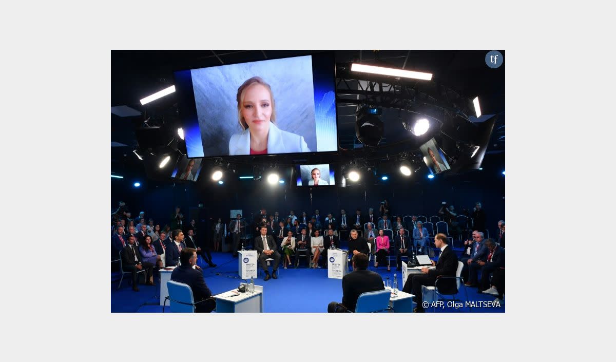 Que sait-on sur les filles présumées de Vladimir Poutine, repérées au Forum économique de Saint-Pétersbourg ?
Katerina Tikhonova, du conseil scientifique de l'université d'Etat de Moscou, le 6 juin 2024, à Saint-Pétersbourg, en Russie - AFP, Olga MALTSEVA