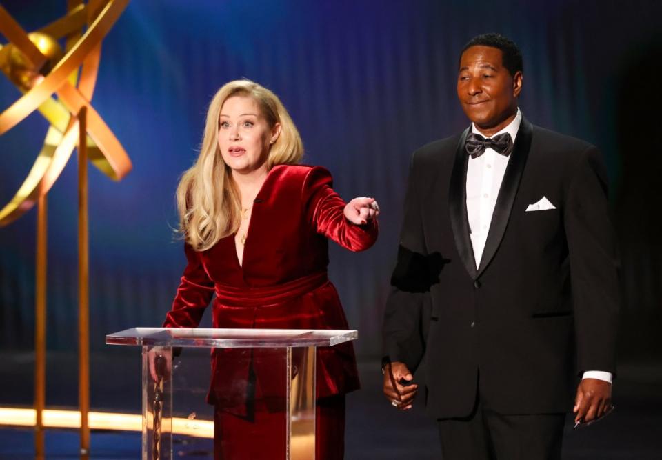 Christina Applegate got a standing ovation at the Emmy Awards on Jan. 15, 2024. WireImage