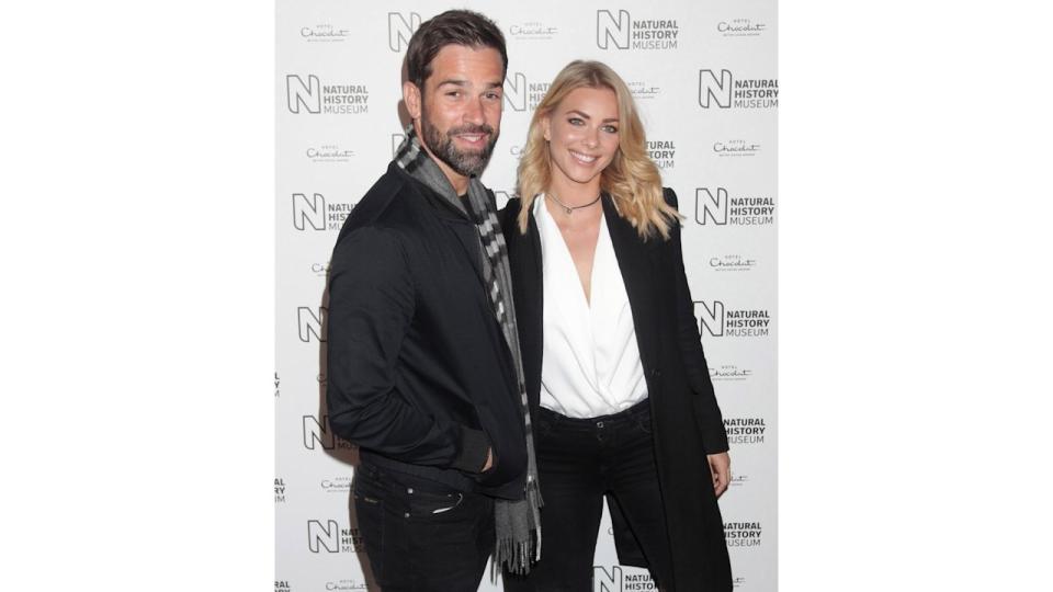 Gethin Jones and Katja Zwara attending the launch of the Natural History Museum's ice rink in London. 