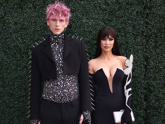 <p>Matt Winkelmeyer/Getty </p> Machine Gun Kelly and Megan Fox attend the 2022 Billboard Music Awards