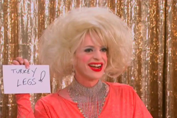 What made it so great: This was the very first Snatch Game, so the queens participating really didn't know what to expect. Although Pandora was outshined by Tatiana's Britney Spears, she actually did everything right, staying in character the whole time, really knowing her character, and playing the already over-the-top Carol Channing as an even kookier personality. Possibly the best moment: TBH, any time the camera was on her.