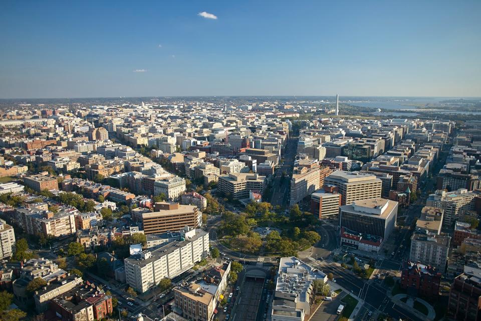 Aerial view of Washington D.C. with Dupont Circle