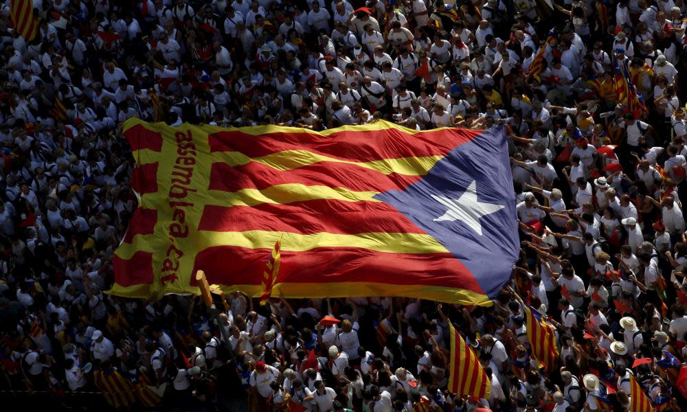 Catalan pro-independence supporters demonstrate in Barcelona