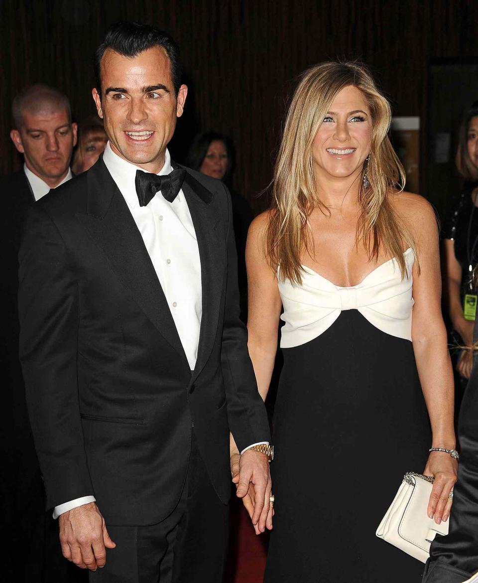 Justin Theroux and Jennifer Aniston attend the American Cinematheque 26th annual award presentation at The Beverly Hilton Hotel on November 15, 2012 in Beverly Hills, California.