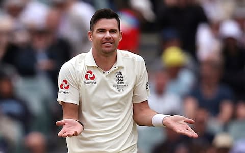 James Anderson gestures - Credit: AP