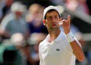 Tennis - Wimbledon - All England Lawn Tennis and Croquet Club, London, Britain - July 15, 2018 Serbia's Novak Djokovic reacts during the men's singles final against South Africa's Kevin Anderson. REUTERS/Andrew Couldridge