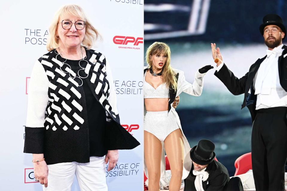 <p>Brenton Ho/Variety/Getty; Gareth Cattermole/TAS24/Getty</p> From Left: Donna Kelce; Taylor Swift and Travis Kelce