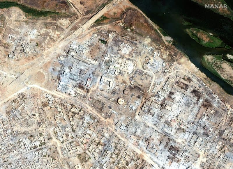 A July 8, 2017 satellite view of Mosul Hospital and hotel in Iraq