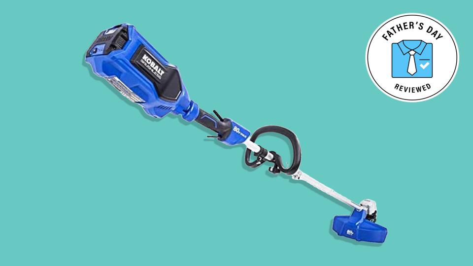 One of our favorite lawn Father's Day gifts is this Kobalt cordless string trimmer.