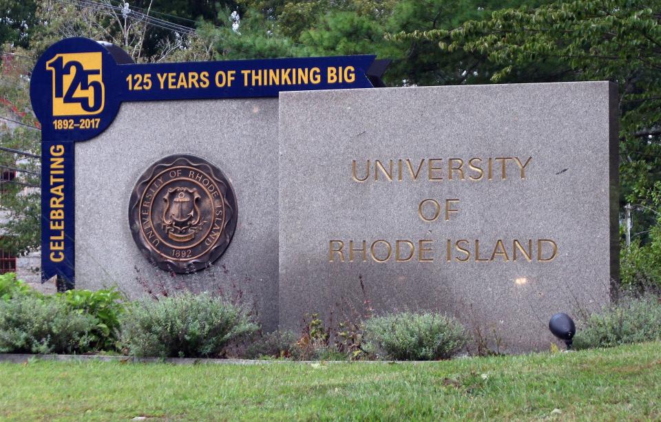 An entrance sign on the URI campus in Kingston.