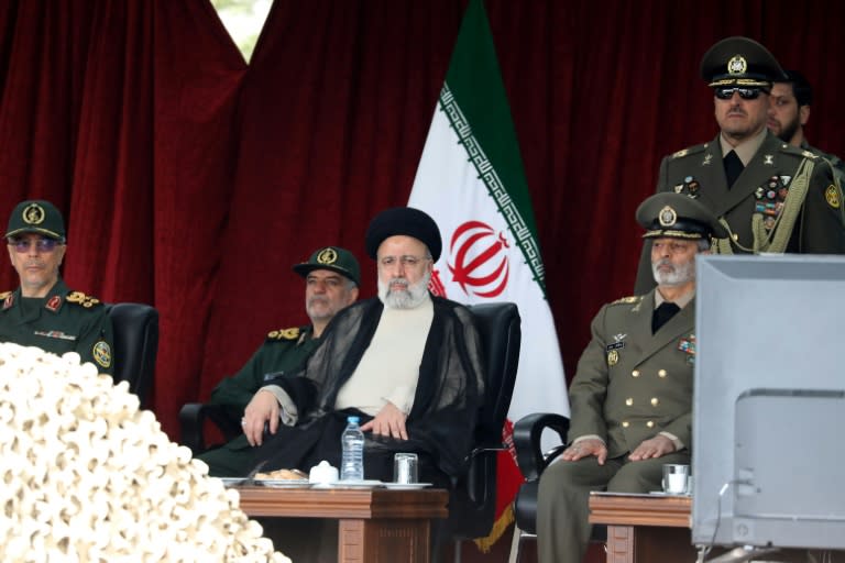 Iran's President Ebrahim Raisi attends a military parade in Tehran on April 17, 2024 (ATTA KENARE)