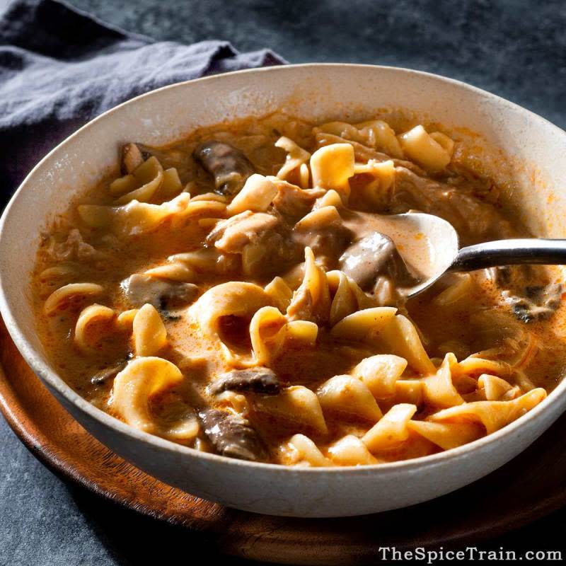 <p>The Spice Train</p><p>This one-pot smoked paprika chicken soup is a main course that's quick and easy to make. It's full of flavor from mushrooms, tender rotisserie chicken and, of course, smoked paprika and plenty of egg noodles.</p><p><strong>Get the recipe: <a href="https://thespicetrain.com/chicken-paprika-soup" rel="nofollow noopener" target="_blank" data-ylk="slk:Chicken Paprika Soup;elm:context_link;itc:0;sec:content-canvas" class="link rapid-noclick-resp">Chicken Paprika Soup</a></strong></p>