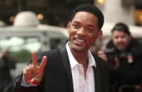 U.S. actor Will Smith arrives for the U.K. premiere of his new movie "Hancock", in Leicester Square, London. Wednesday, June 18, 2008. (AP Photo/Simon Dawson)