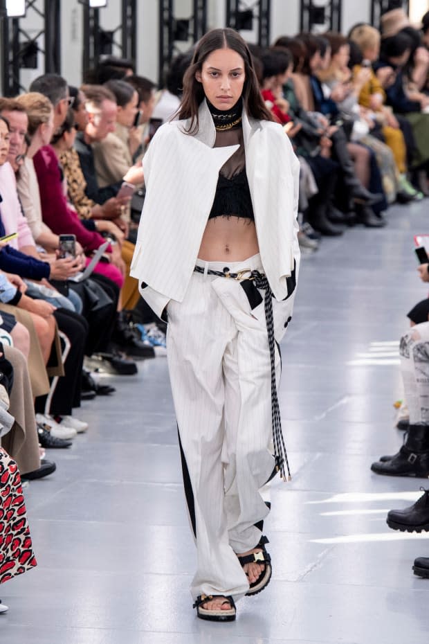 <p>A look from the Sacai Spring 2020 collection. Photo: Imaxtree </p>