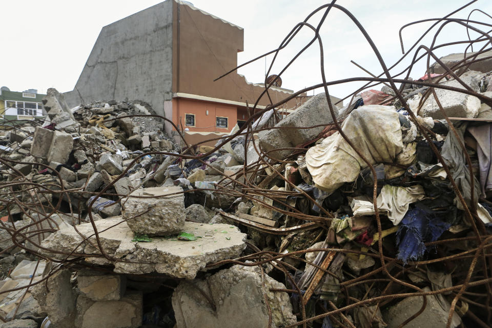 In this Jan. 18, 2019 photo, a house that once belonged to a Christian family lies in ruins, destroyed during fighting with the Islamic State, in Bartella, Iraq. Two years after it was liberated from Islamic State militants, only a fraction of Christian residents have returned to Bartella. Many fear intimidation by the town’s population of Shabak, a Shiite Muslim ethnic group who dominate the militias that now run Bartella. (AP Photo/Fay Abuelgasim)