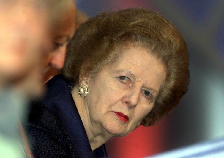 <span class="caption">Conservative prime minister Margaret Thatcher did much to curb trade union activity following her election in 1979.</span>