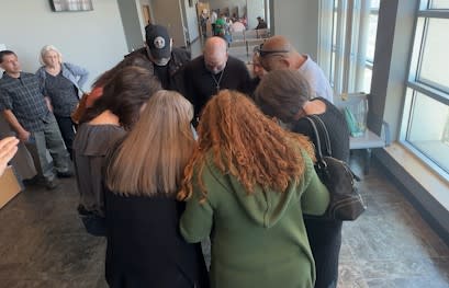 Families outside courtroom.