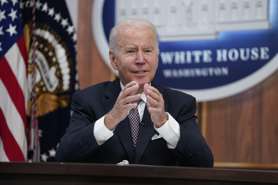 President Joe Biden speaks during the Major Economies Forum on Energy and Climate in the South Court Auditorium on the White House campus, Friday, June 17, 2022, in Washington. (AP Photo/Evan Vucci)