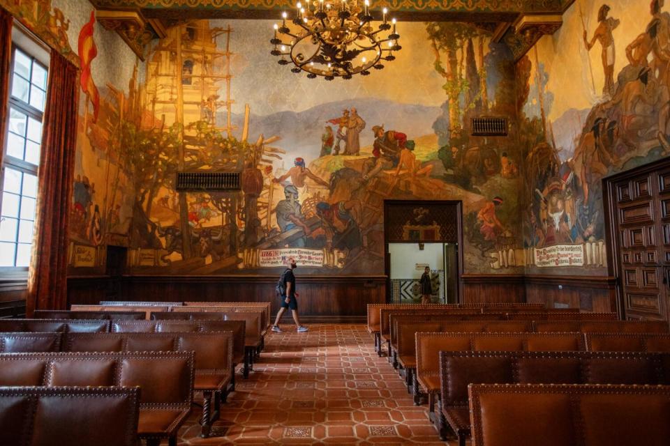 The mural room inside the Santa Barbara Courthouse.