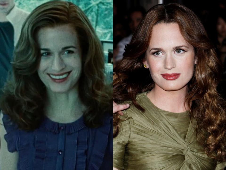 Left: Elizabeth Reaser as Esme in "Twilight." Right: Reaser at the LA premiere of "Twilight" in November 2008.