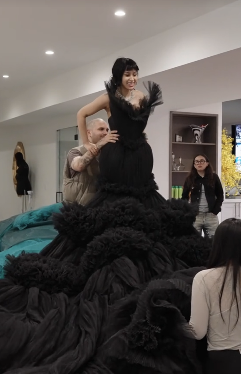 Cardi B trying on her Met Gala gown