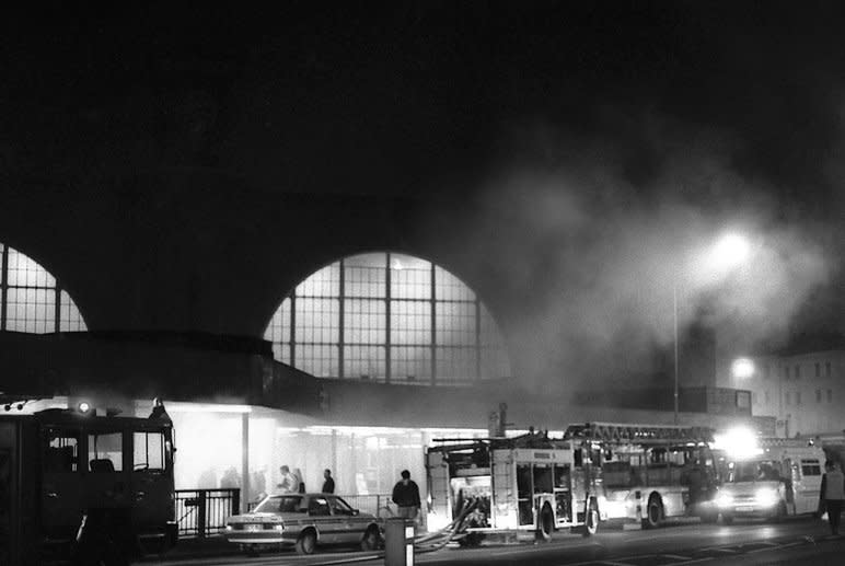 On November 18, 1987, a fire under a wooden escalator in London's King's Cross subway station killed 30 people and injured dozens others. File Photo by Christopher Newberry/Wikimedia